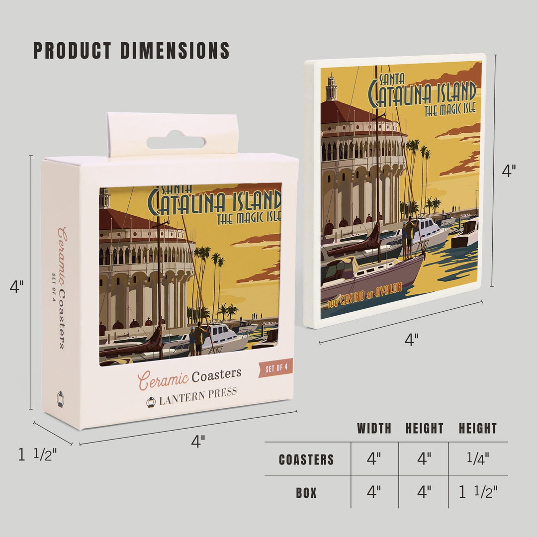 Catalina Island, California, Casino and Marina, Coasters Coasters Lantern Press 