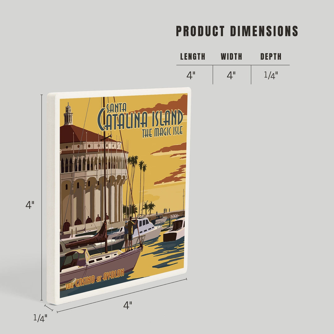 Catalina Island, California, Casino and Marina, Coasters Coasters Lantern Press 