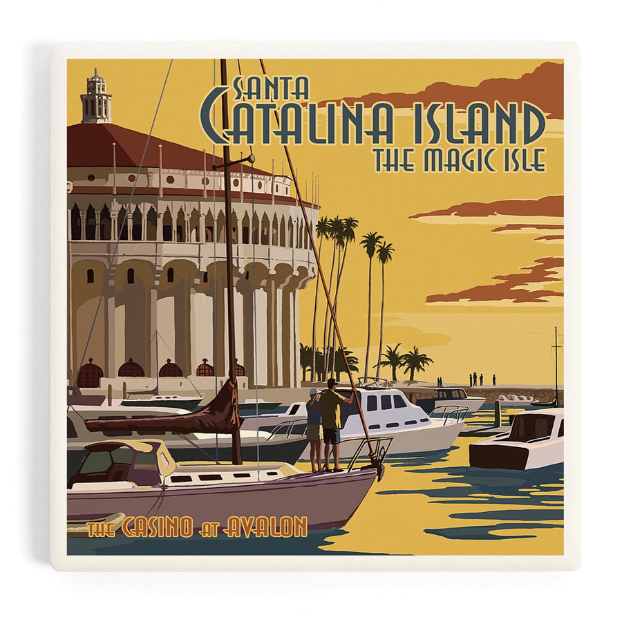 Catalina Island, California, Casino and Marina, Coasters Coasters Lantern Press 