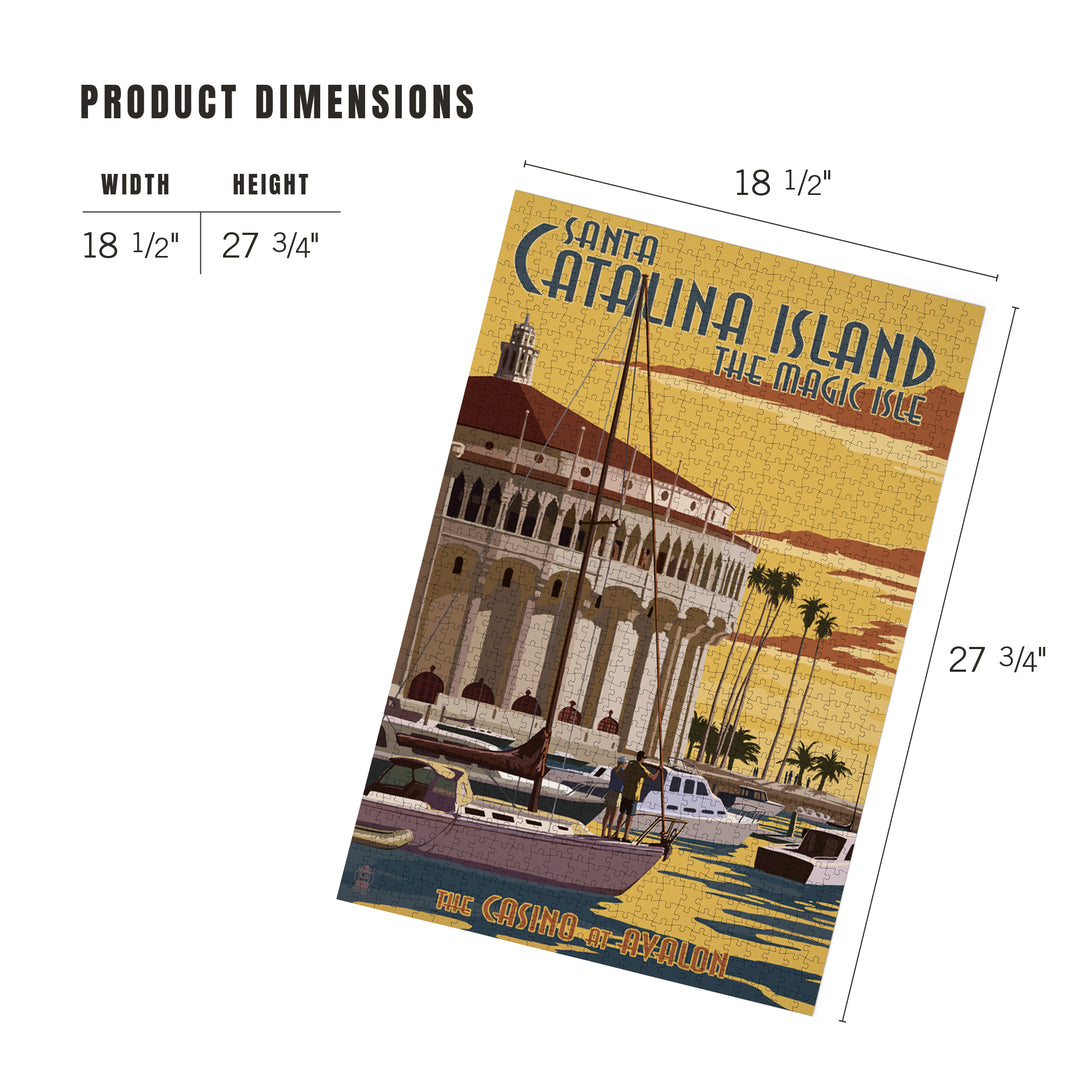 Catalina Island, California, Casino and Marina, Jigsaw Puzzle Puzzle Lantern Press 