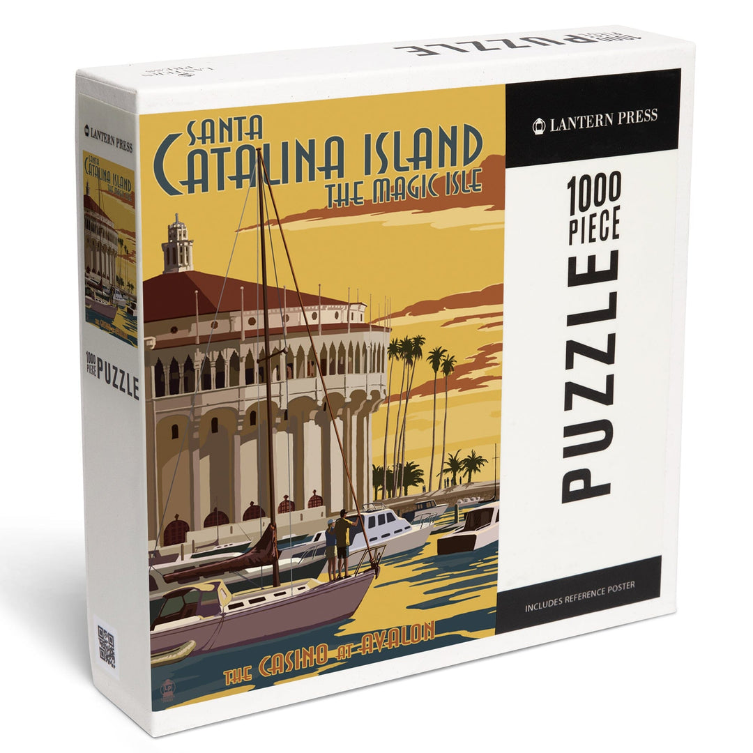 Catalina Island, California, Casino and Marina, Jigsaw Puzzle Puzzle Lantern Press 