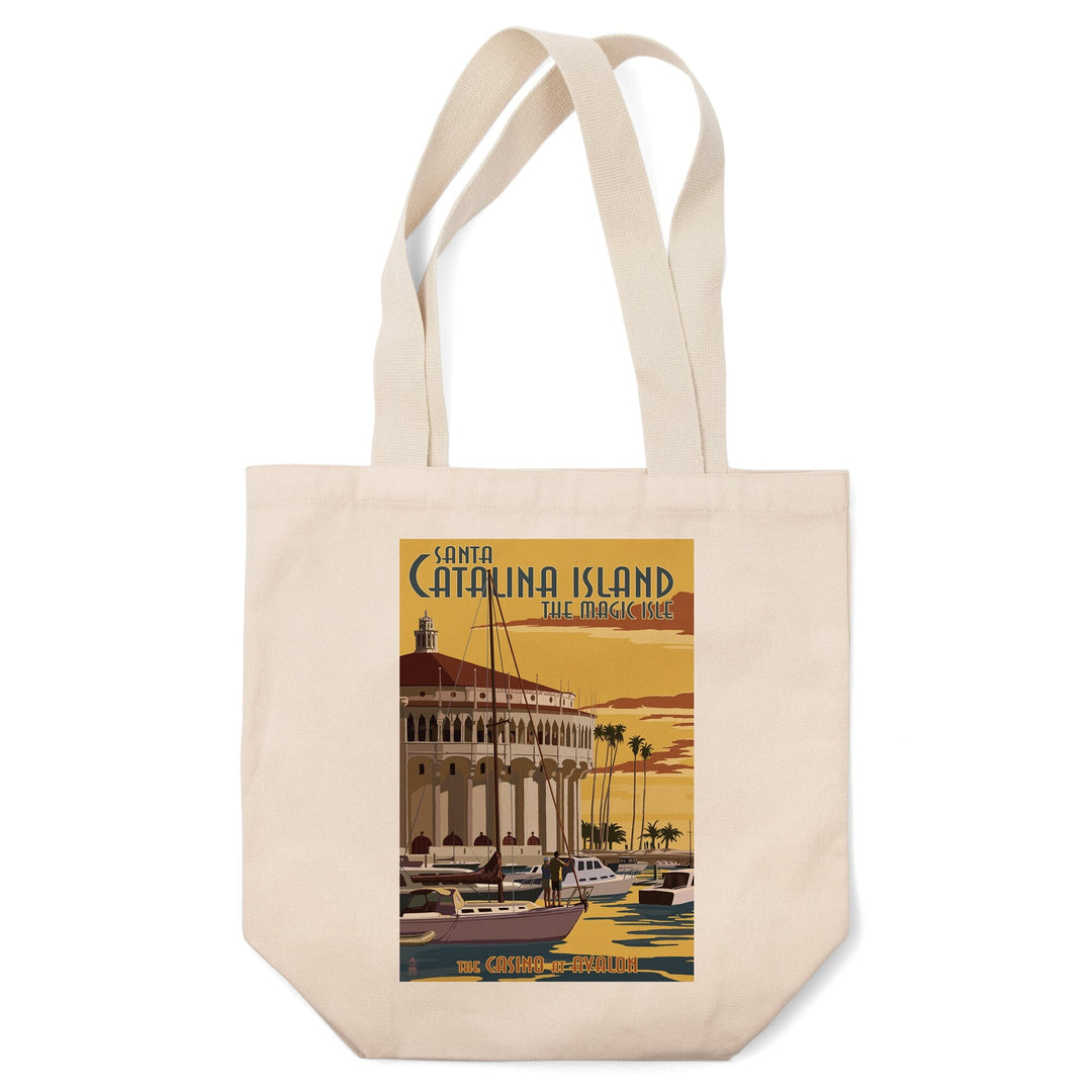 Catalina Island, California, Casino & Marina, Lantern Press Artwork, Tote Bag Totes Lantern Press 