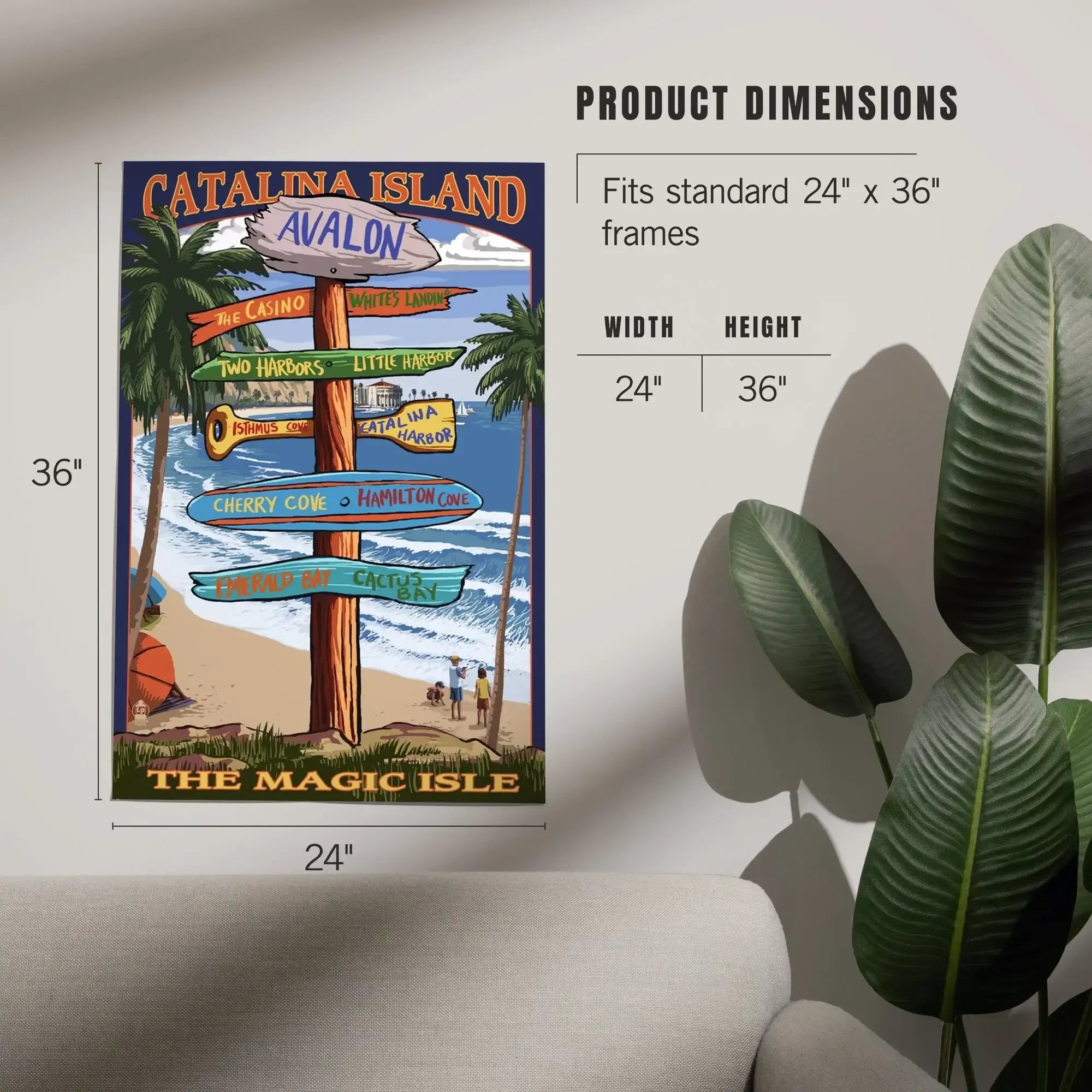 Catalina Island, California, Destination Sign art prints, metal
