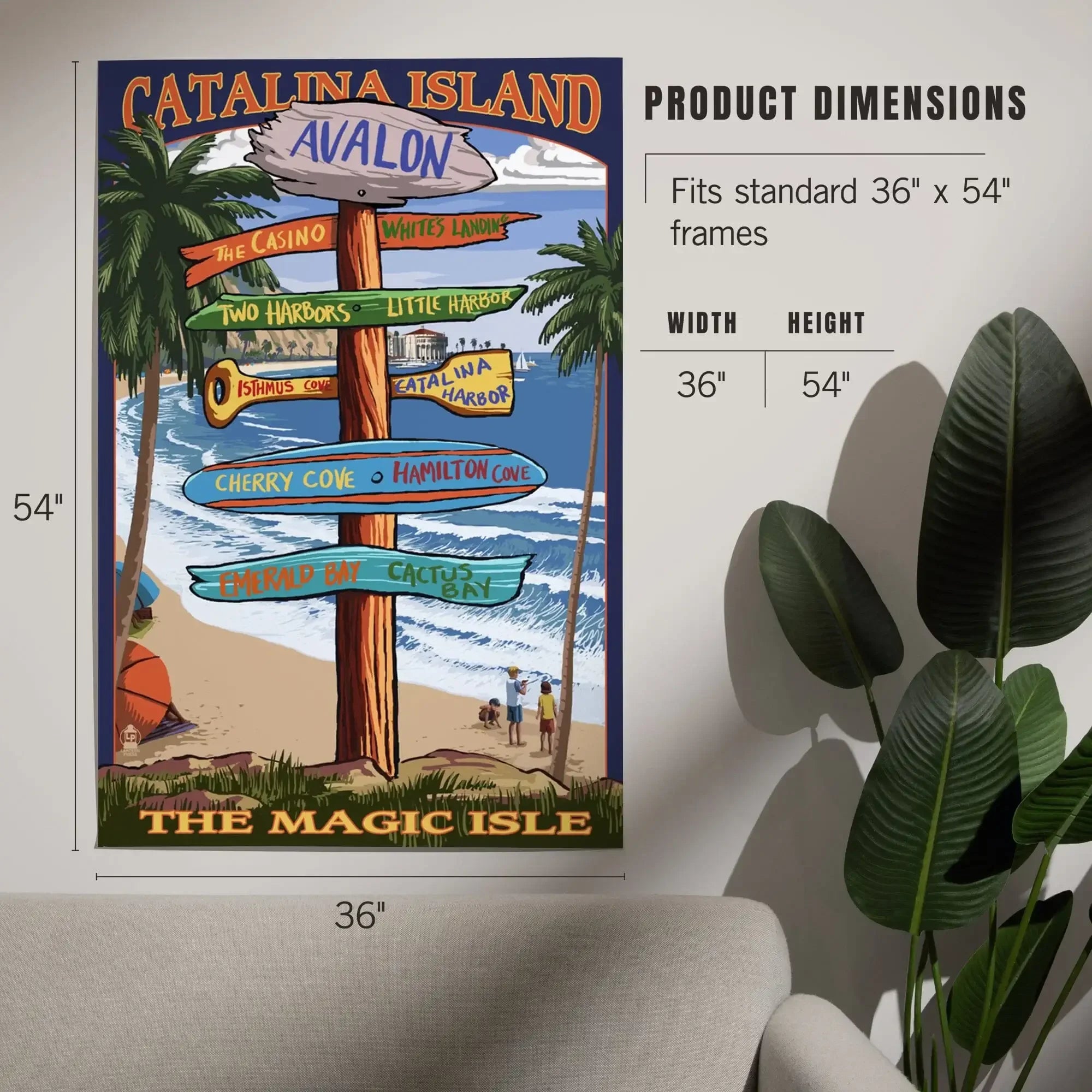 Catalina Island, California, Destination Sign art prints, metal