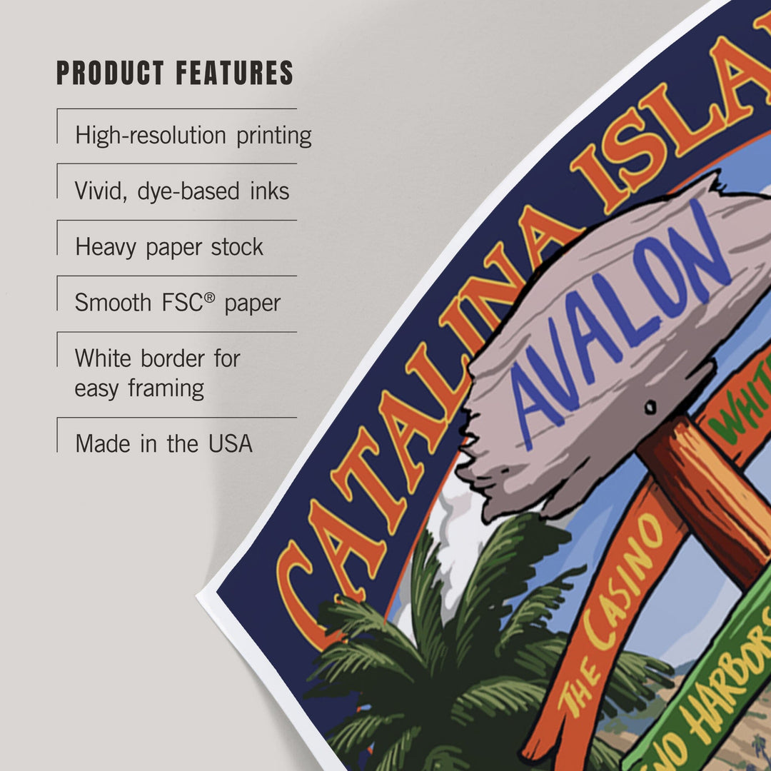 Catalina Island, California, Destination Sign, Art & Giclee Prints Art Lantern Press 