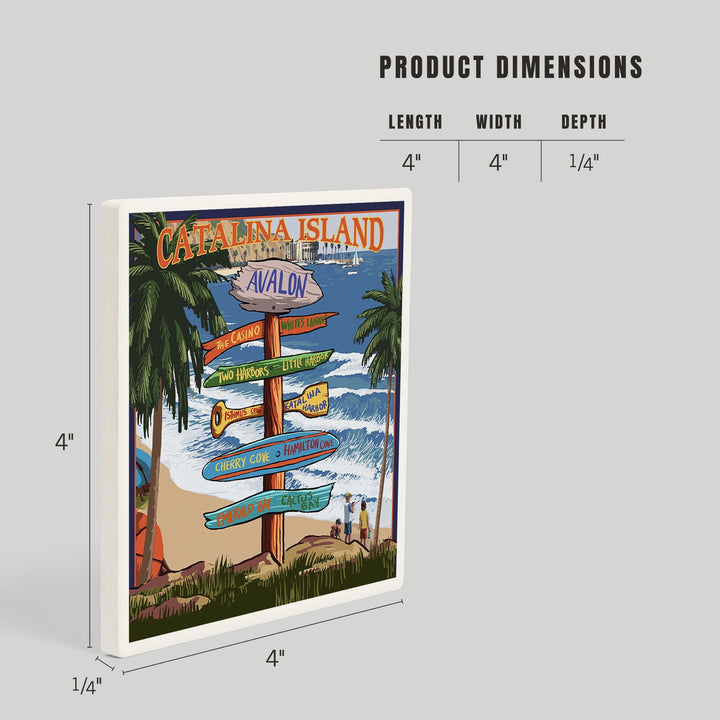 Catalina Island, California, Destination Sign, Coasters Coasters Lantern Press 