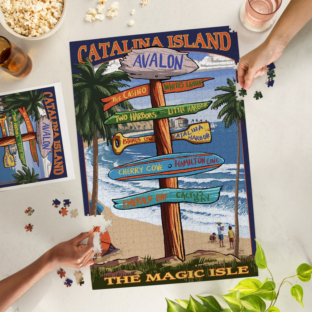 Catalina Island, California, Destination Sign, Jigsaw Puzzle Puzzle Lantern Press 