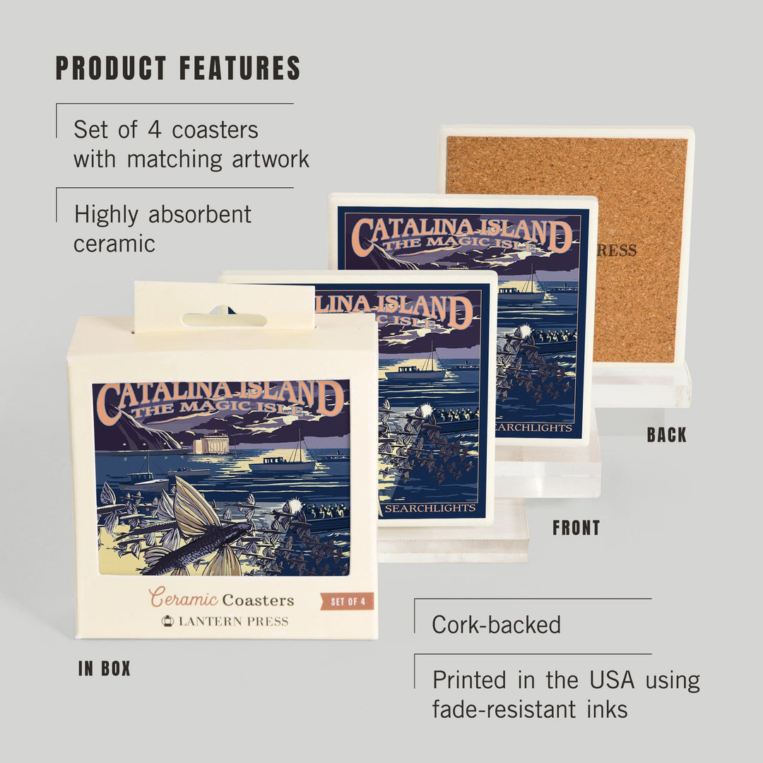 Catalina Island, California, Flying Fish, Coasters Coasters Lantern Press 