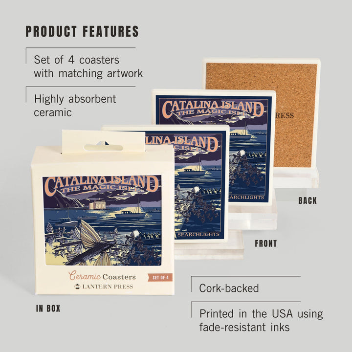 Catalina Island, California, Flying Fish, Coasters Coasters Lantern Press 