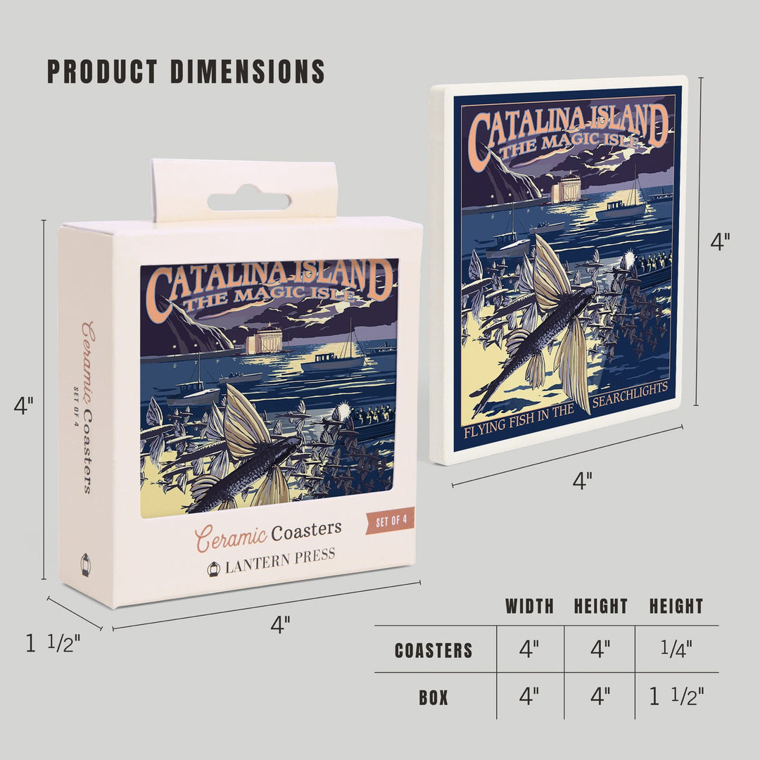 Catalina Island, California, Flying Fish, Coasters Coasters Lantern Press 