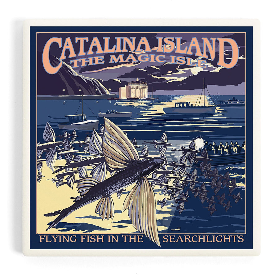 Catalina Island, California, Flying Fish, Coasters Coasters Lantern Press 