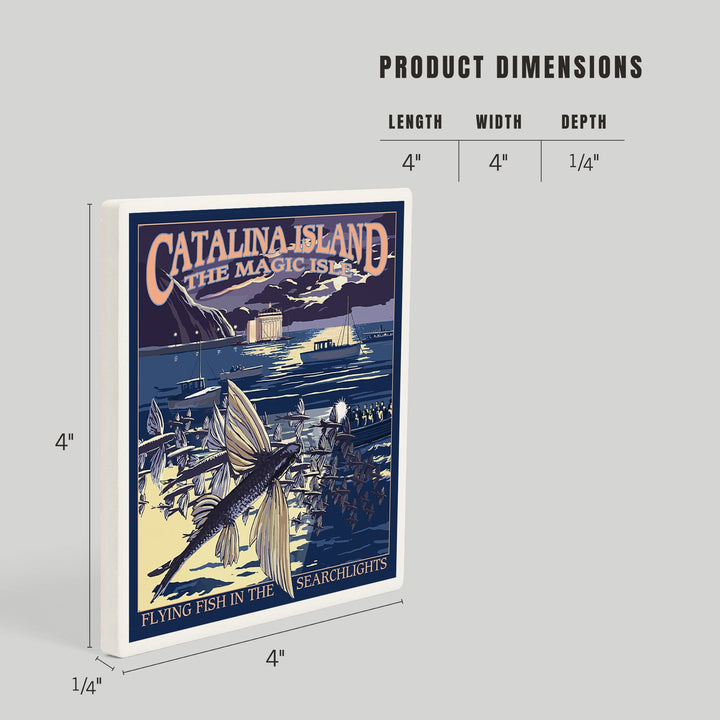 Catalina Island, California, Flying Fish, Coasters Coasters Lantern Press 