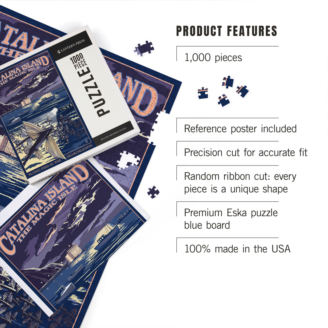 Catalina Island, California, Flying Fish, Jigsaw Puzzle Puzzle Lantern Press 