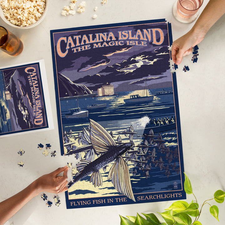 Catalina Island, California, Flying Fish, Jigsaw Puzzle Puzzle Lantern Press 