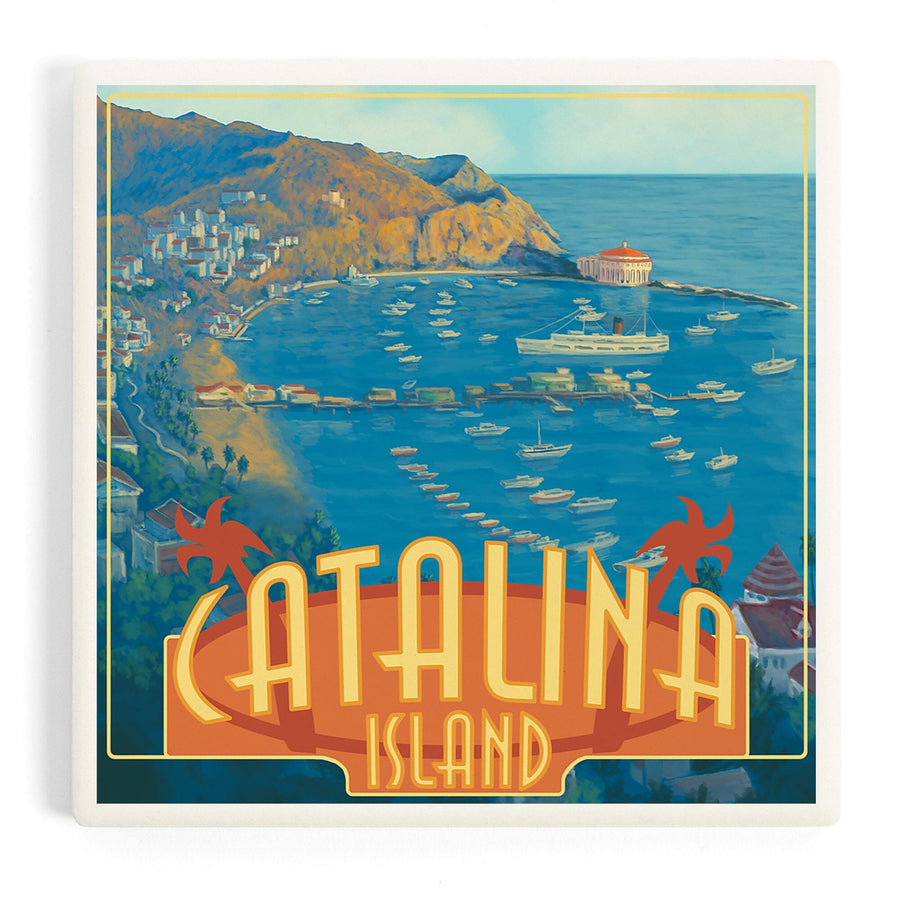 Catalina Island, California, Harbor Scene, Coasters Coasters Lantern Press 