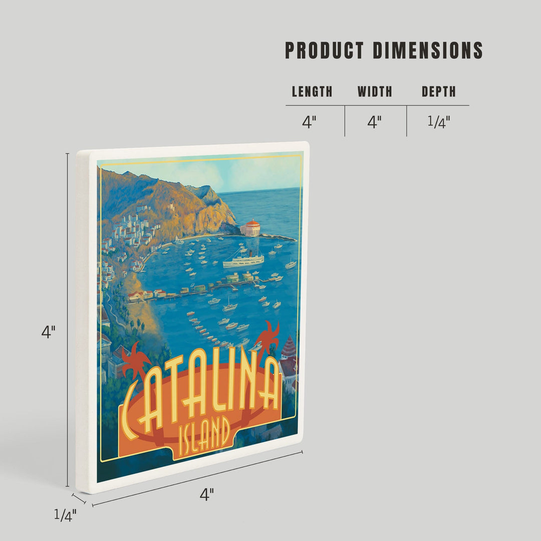 Catalina Island, California, Harbor Scene, Coasters Coasters Lantern Press 