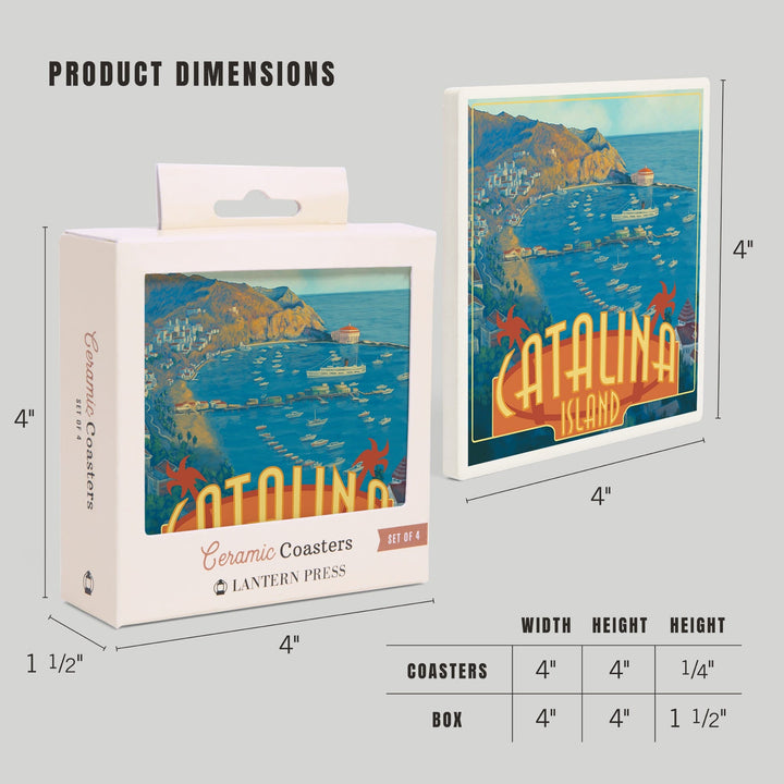 Catalina Island, California, Harbor Scene, Coasters Coasters Lantern Press 