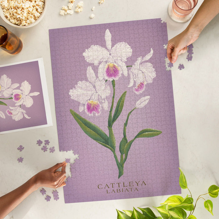 Cattleya, Orchid, Vintage Flora, Jigsaw Puzzle Puzzle Lantern Press 