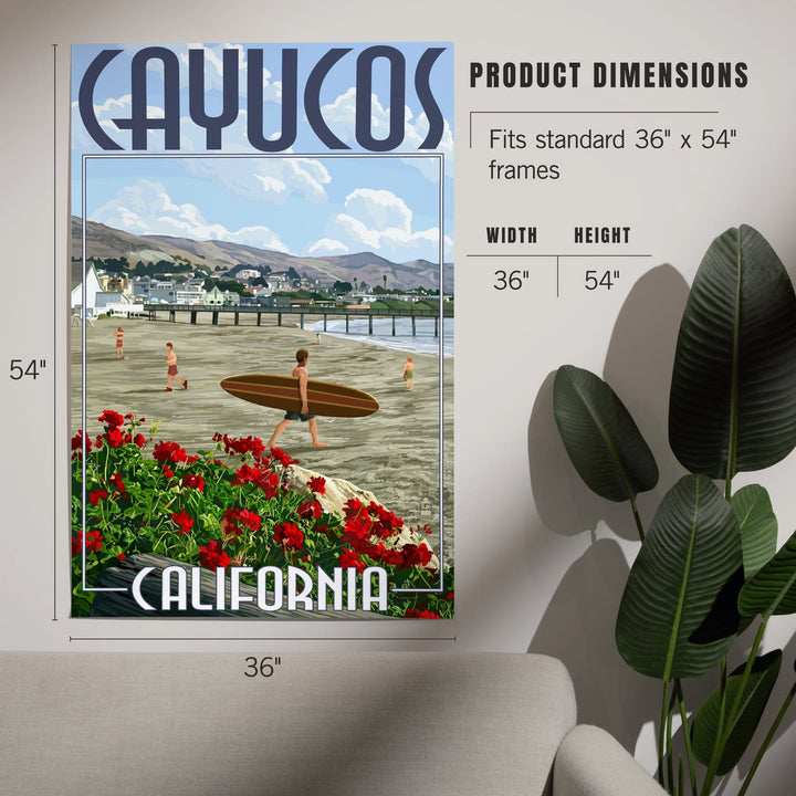 Cayucos, California, Beach and Pier Scene, Art & Giclee Prints Art Lantern Press 