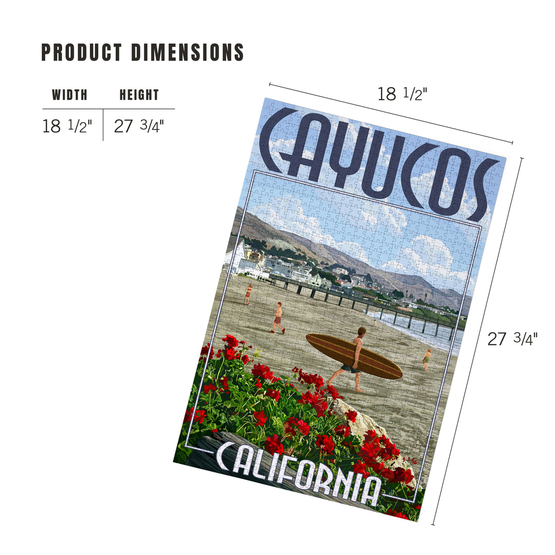 Cayucos, California, Beach and Pier Scene, Jigsaw Puzzle Puzzle Lantern Press 