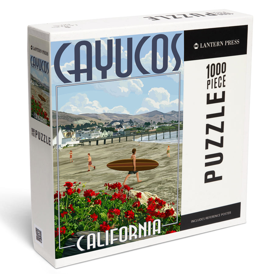 Cayucos, California, Beach and Pier Scene, Jigsaw Puzzle Puzzle Lantern Press 