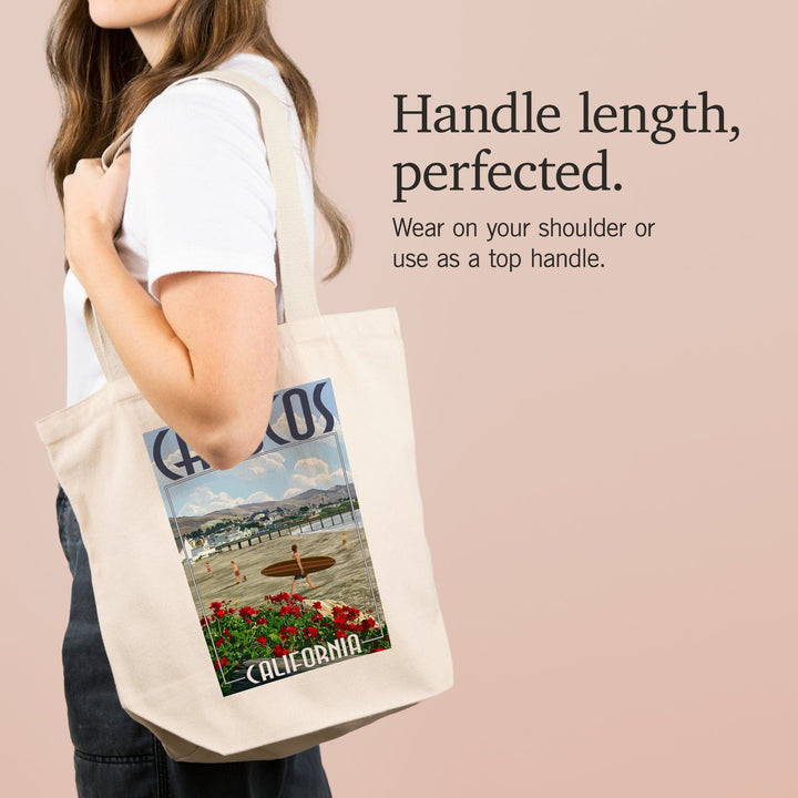 Cayucos, California, Beach and Pier Scene, Tote Bag Totes Lantern Press 