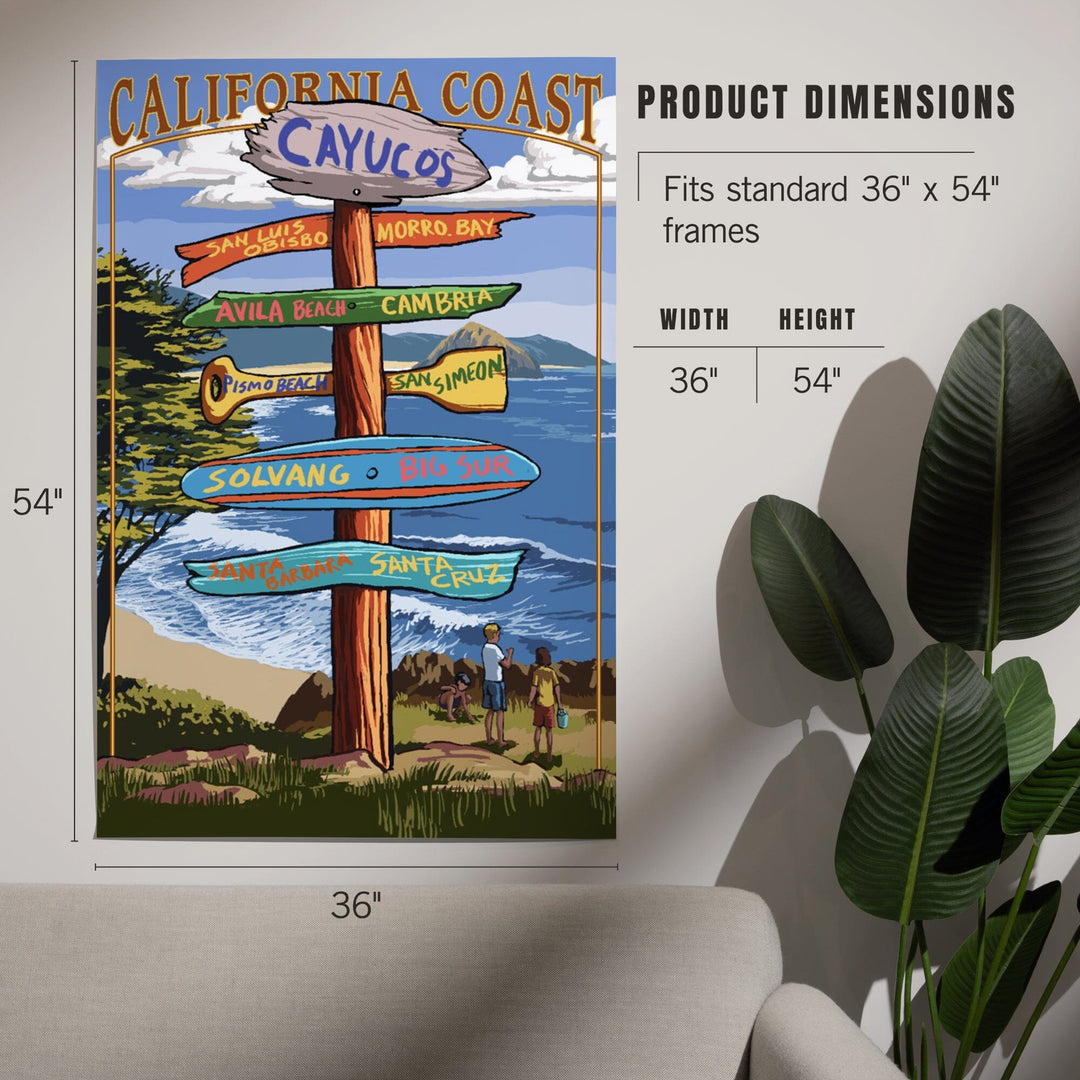 Cayucos, California, Destination Signpost, Art & Giclee Prints Art Lantern Press 