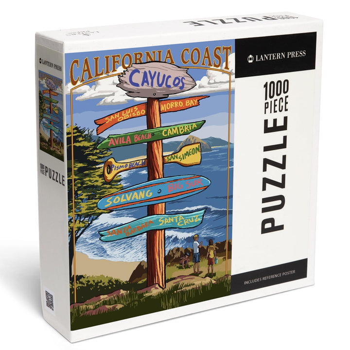 Cayucos, California, Destination Signpost, Jigsaw Puzzle Puzzle Lantern Press 