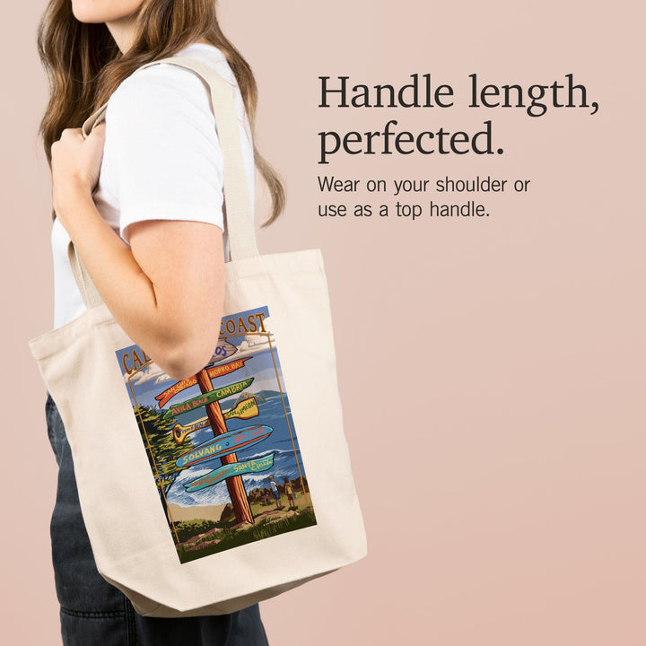 Cayucos, California, Destination Signpost, Tote Bag Totes Lantern Press 