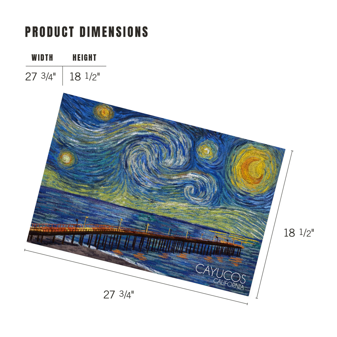 Cayucos, California, Pier, Starry Night, Jigsaw Puzzle Puzzle Lantern Press 