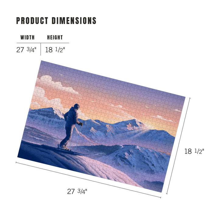 Lithograph, Skier At The Top, 1000 Piece Jigsaw Puzzle