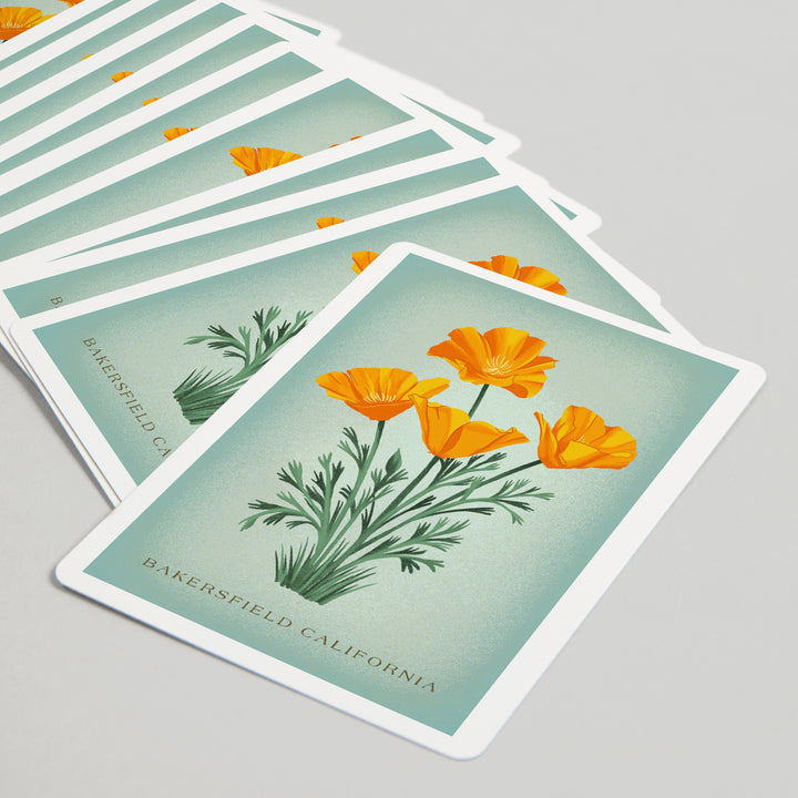 Playing Cards, Bakersfield, California, Vintage Flora, State Series, California Poppy, 52 Card Deck with Jokers in Box, Unique Art