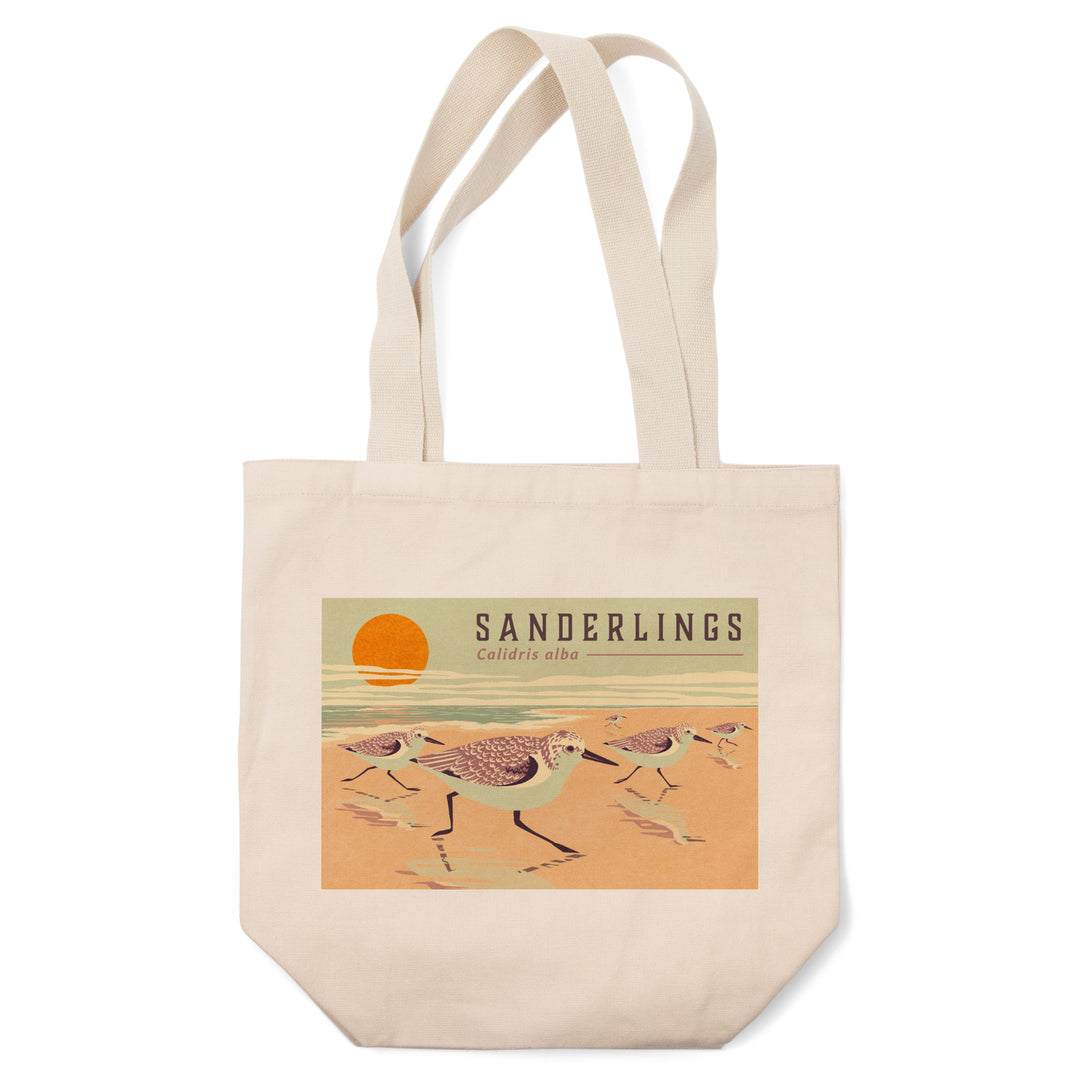 Shorebirds at Sunset Collection, Sanderlings, Birds, Tote Bag