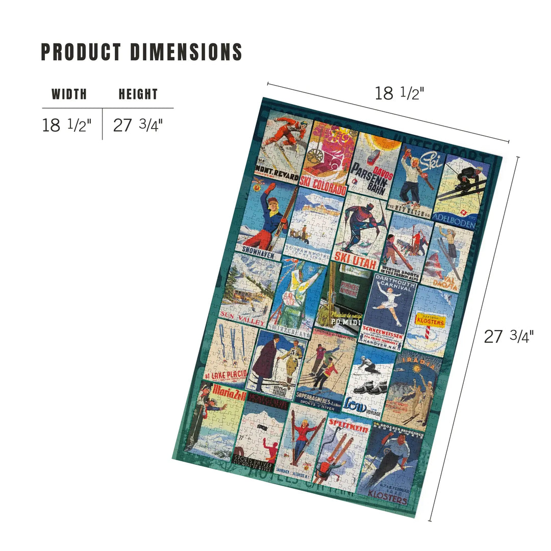 Vintage Ski Collage, Jigsaw Puzzle