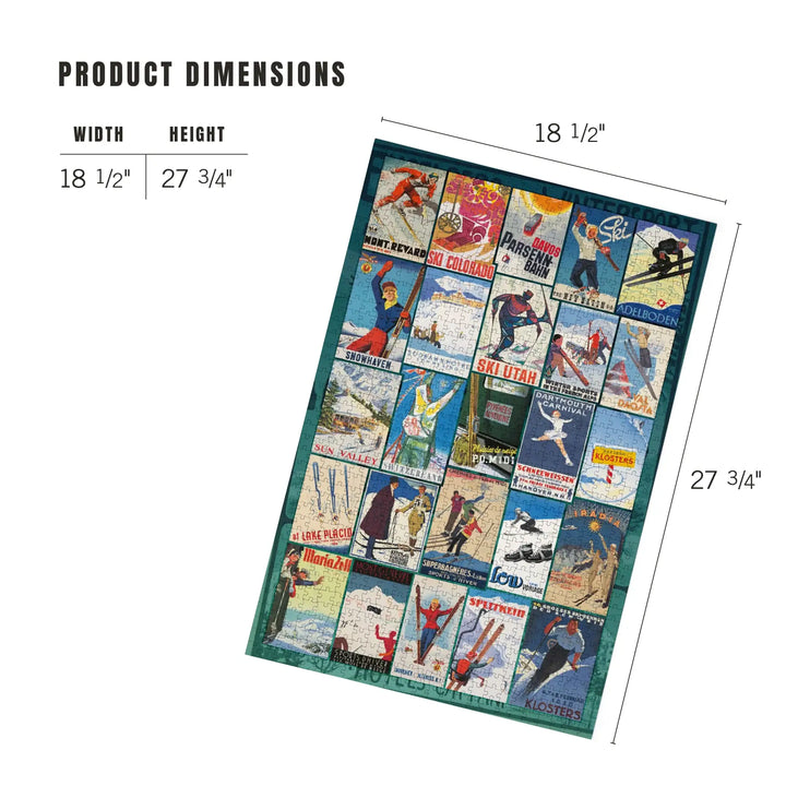 Vintage Ski Collage, Jigsaw Puzzle