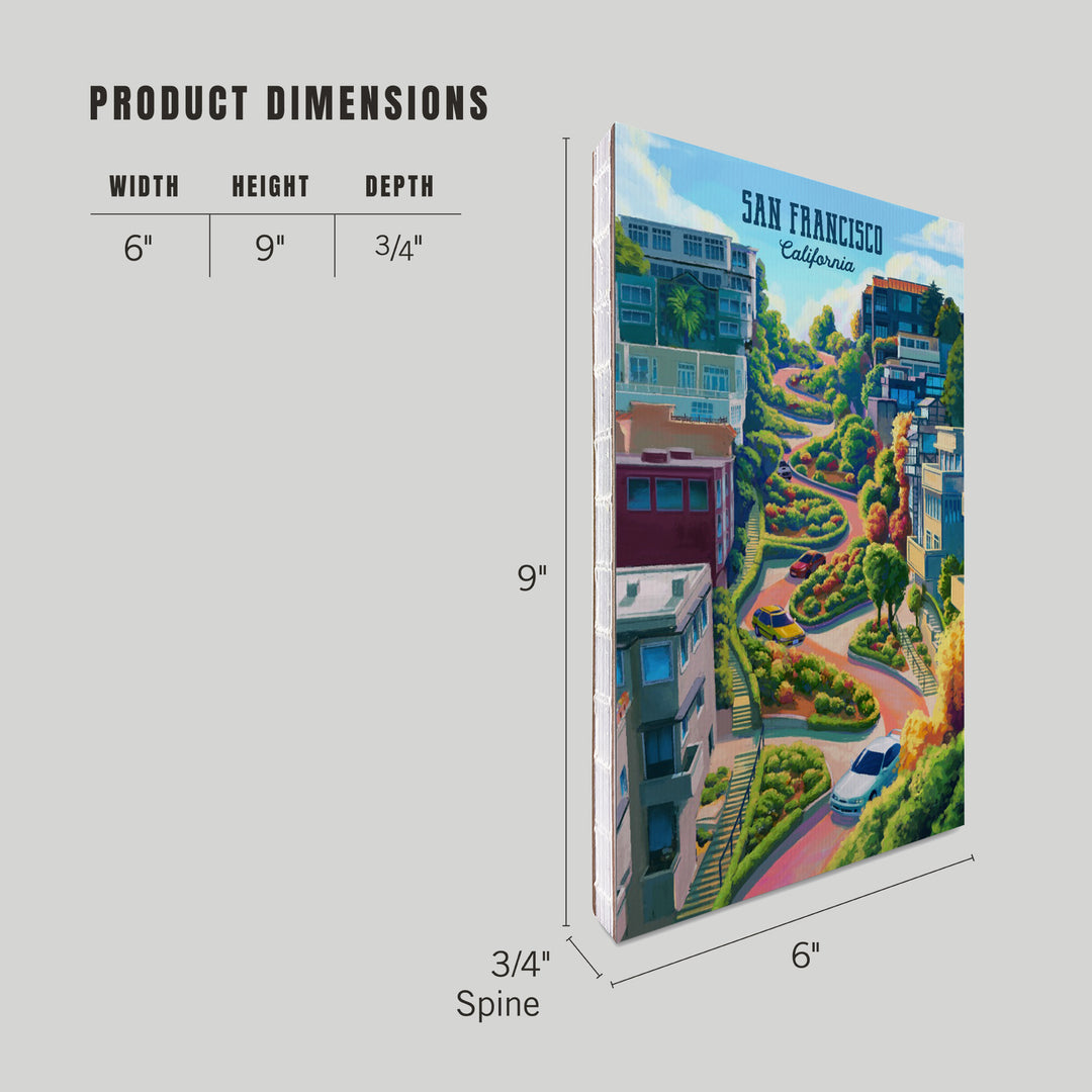 Lined 6x9 Journal, San Francisco, California, Lombard Street, Oil, Lay Flat, 193 Pages, FSC paper