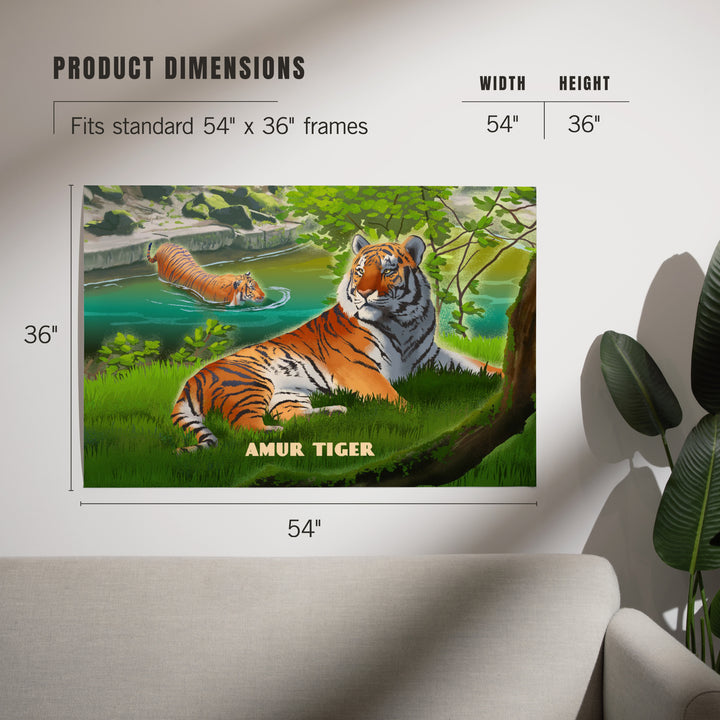 Lithograph Wildlife Amur (Siberian) Tiger, Art & Giclee Prints