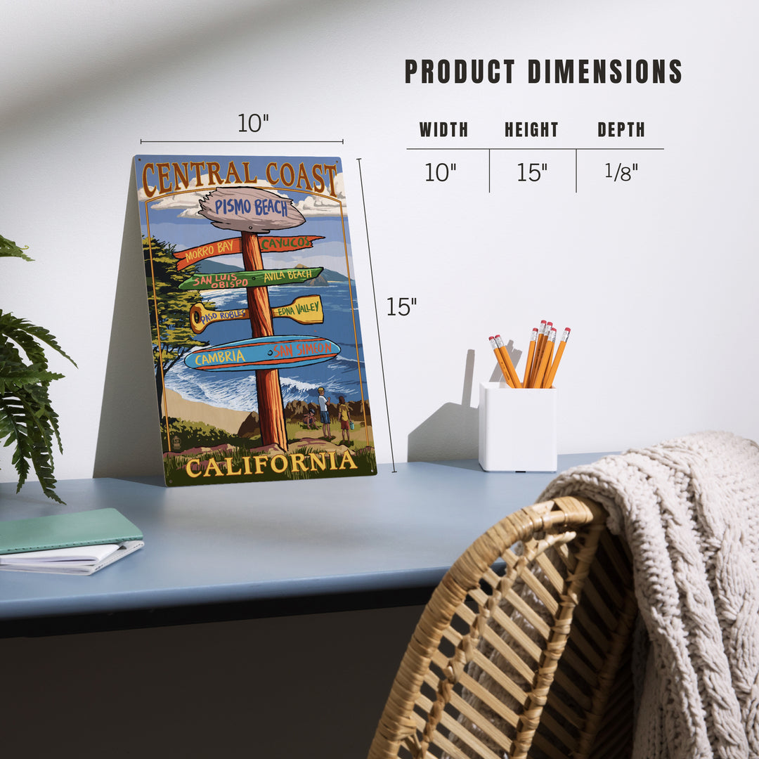 Central Coast, California, Destination Signpost, Wood Sign and Postcards
