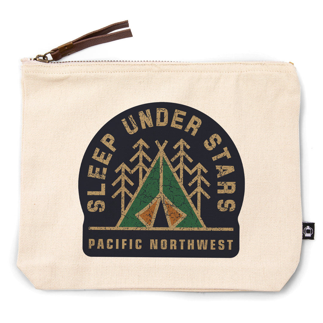 Pacific Northwest, Sleep Under the Stars, Camping, Contour, Lantern Press Artwork, Accessory Go Bag