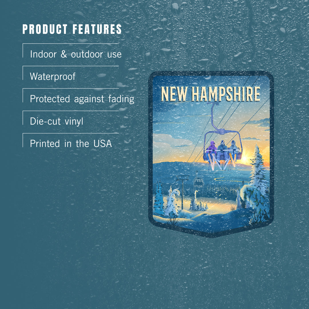 New Hampshire, Lithograph, Chairlift, Vinyl Sticker
