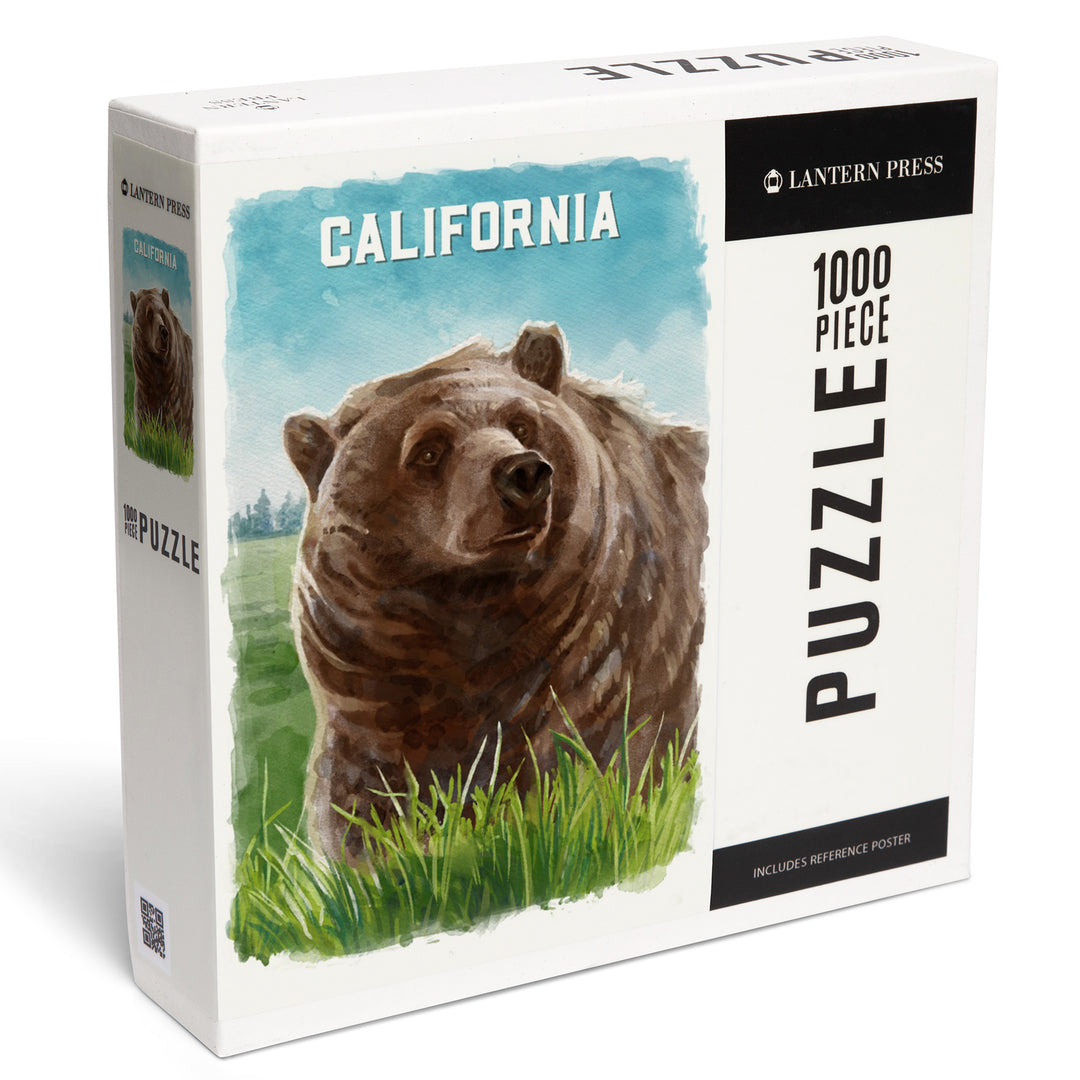 California, Watercolor Study, Grizzly Bear, 1000 Piece Jigsaw Puzzle