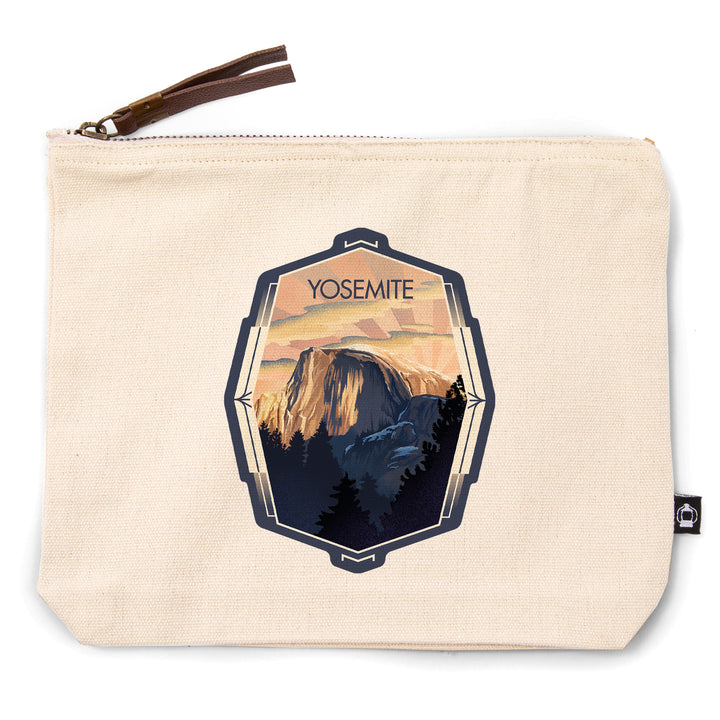 Yosemite, California, Half Dome, Lithograph,, Organic Cotton Zipper Pouch, Go Bag