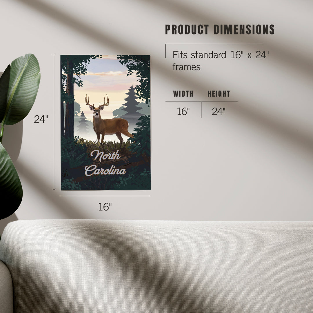 North Carolina, Painterly, Deer and Sunrise, Art & Giclee Prints