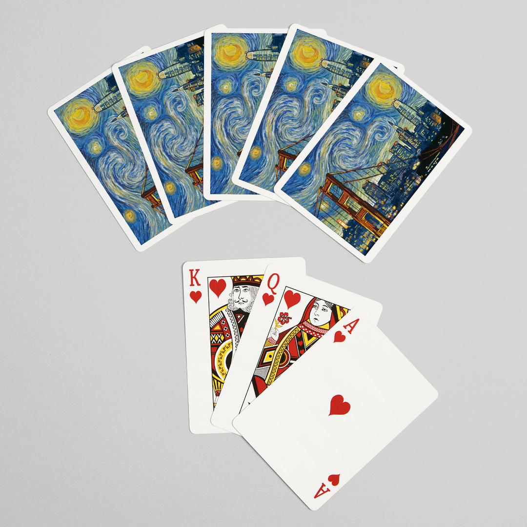 Playing Cards, San Francisco, California, Starry Night City Series, 52 Card Deck with Jokers in Box, Unique Art