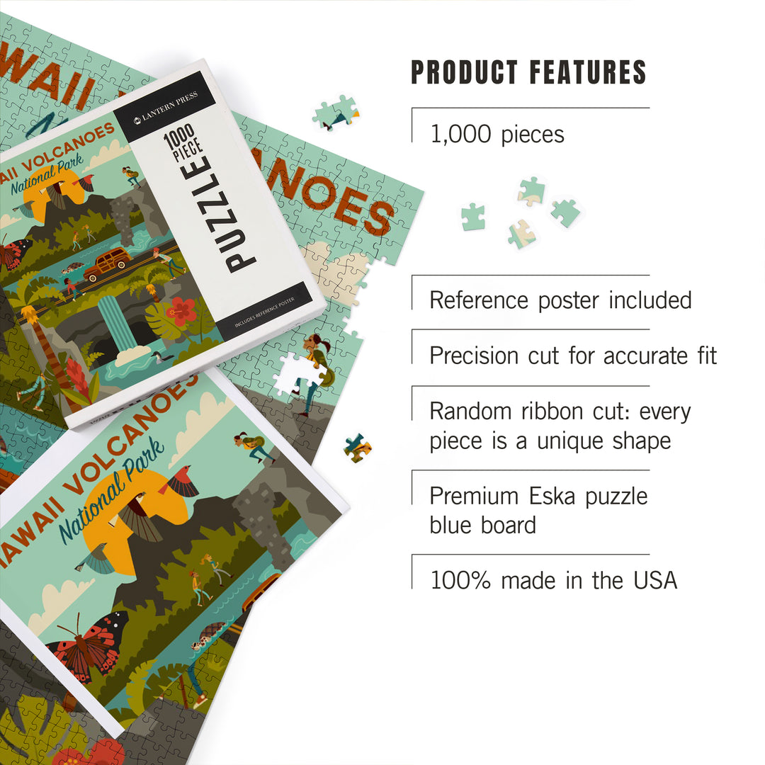 Hawaii Volcanoes National Park, Hawaii, Geometric National Park Series, Jigsaw Puzzle