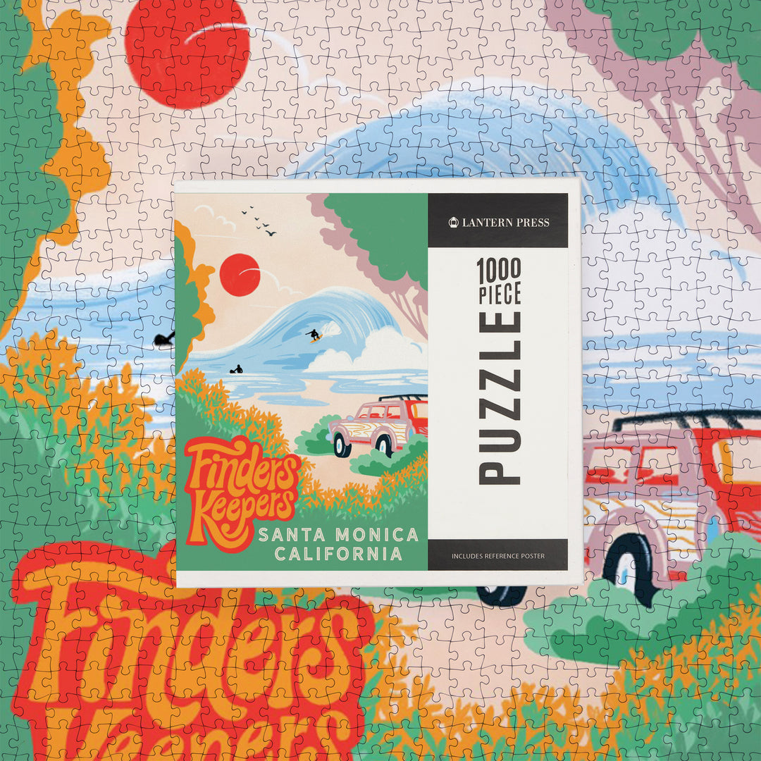 Santa Monica, California, Beach Surf Scene, Finders Keepers, Jigsaw Puzzle