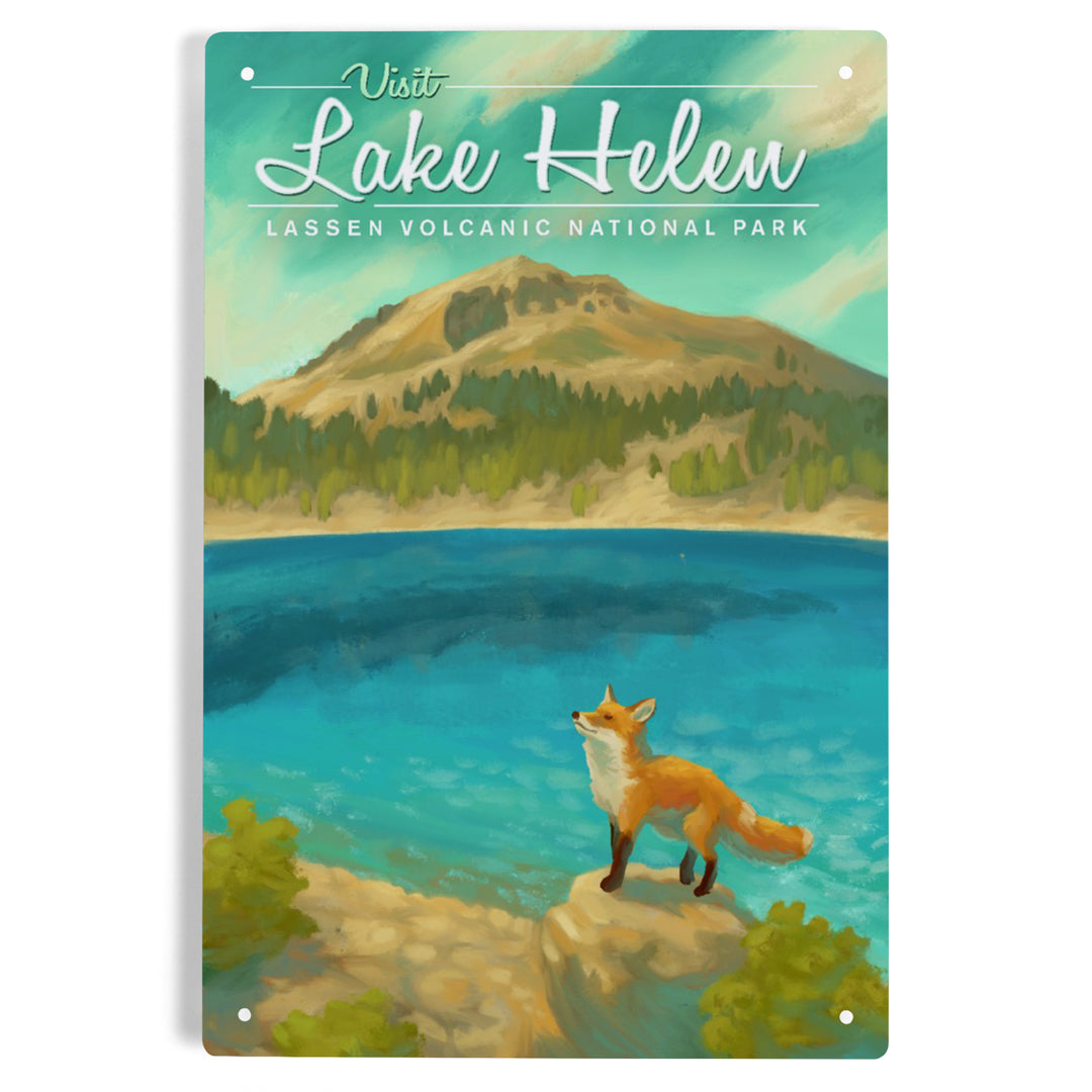 Lassen Volcanic National Park, California, Lake Helen, Oil Painting, Metal Signs