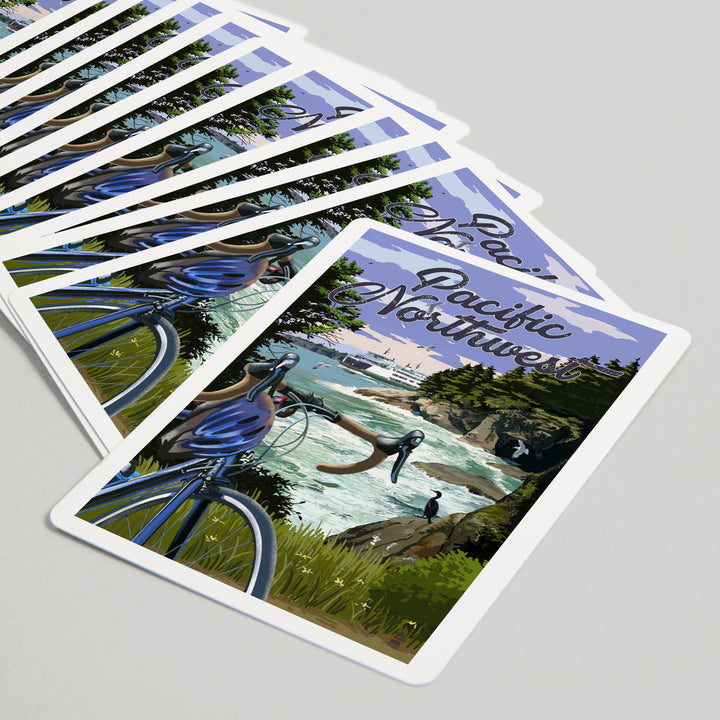 Playing Cards, Pacific Northwest, Bike and Ferry, 52 Card Deck with Jokers in Box, Unique Art