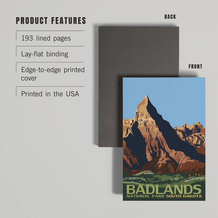 Lined 6x9 Journal, Badlands National Park, South Dakota, Lay Flat, 193 Pages, FSC paper
