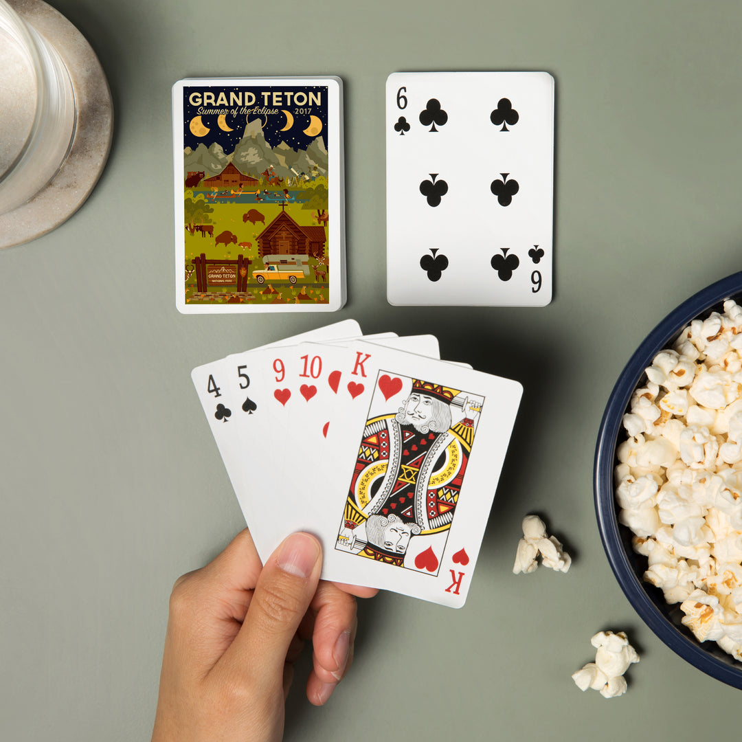 Playing Cards, Grand Teton National Park, Wyoming, Summer of the Eclipse, Geometric, 52 Card Deck with Jokers in Box, Unique Art